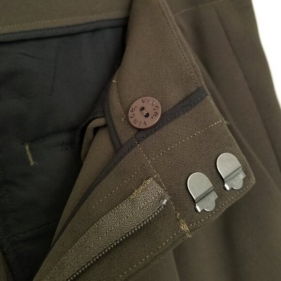 Vince Olive Green Pleated Front Crepe Jogger Pants Size 6 Ankle Crop Flowy $195 - Picture 8 of 14